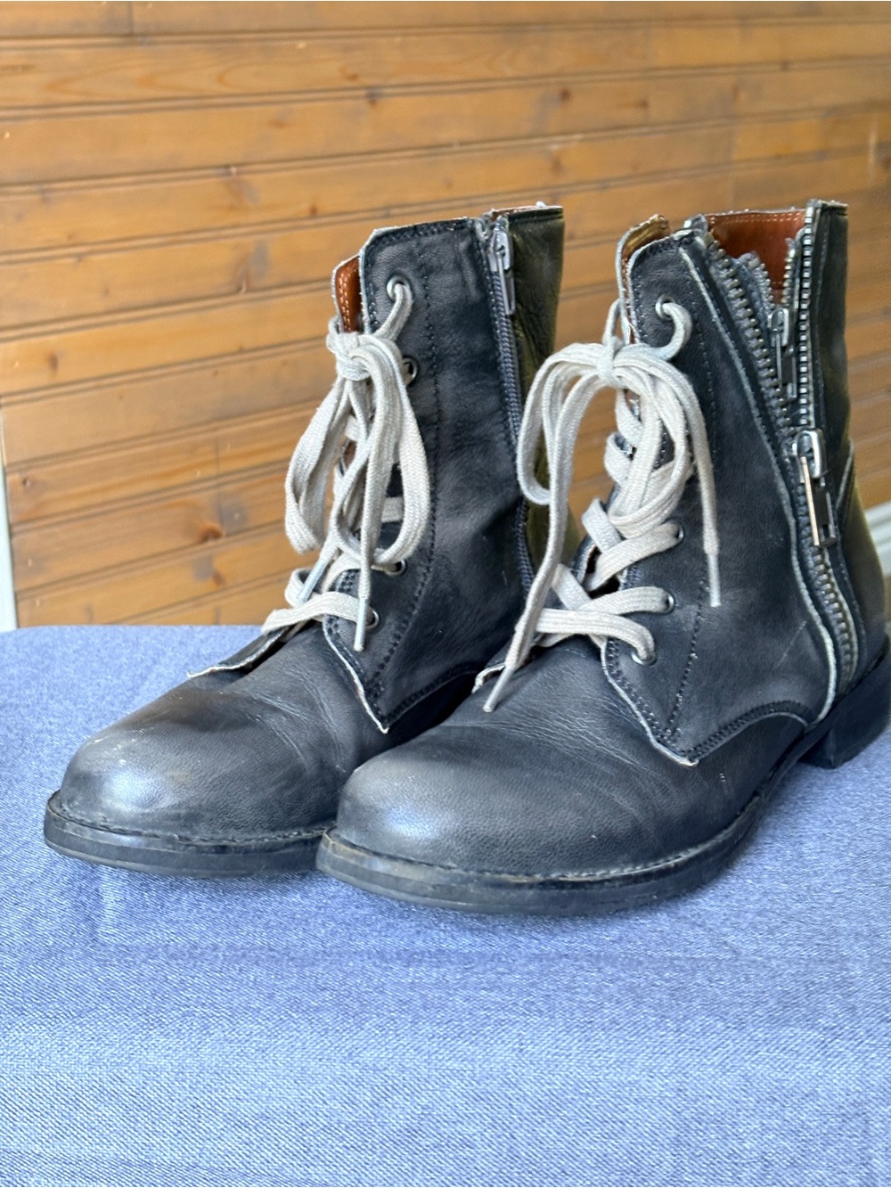 MIA Heritage Fatina Distressed Leather Combat Boots - Picture 4 of 16